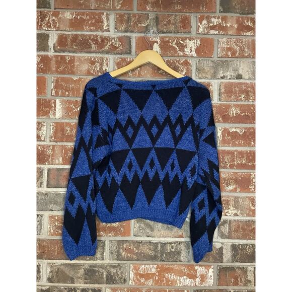 Vintage FABE Sweater Size Medium Acrylic Wool Blend 80s Grandpa Retro Geometric - Picture 4 of 4